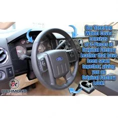 2008-2010 Ford F-350 Harley-Davidson: Leather Steering Wheel Cover, Black