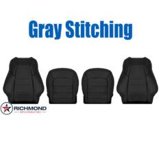 2017-2023 Mazda CX-5 Grand Touring Replacement Perforated Leather Seat Covers: Driver & Passenger Complete, Black with Gray Stitching