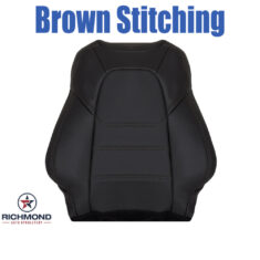 2017-2023 Mazda CX-5 Grand Touring Replacement Perforated Leather Seat Cover: Driver Side Lean Back, Black with Brown Stitching