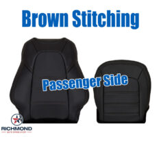 2017-2023 Mazda CX-5 Grand Touring Replacement Perforated Leather Seat Covers: Passenger Side Complete, Black with Brown Stitching